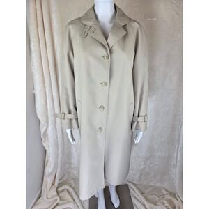 Vintage Misty Harbor Womens Beige Trench Coat Faux Fur Liner Long Jacket